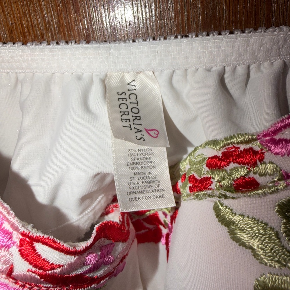 Victoria's Secret Padded Cami with Pink & Red Floral Embroidery - Picture 2 of 7